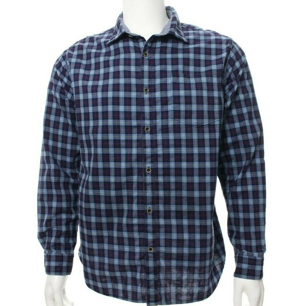 Carbon 2 Cobalt Plaid Button Front Shirt Large
